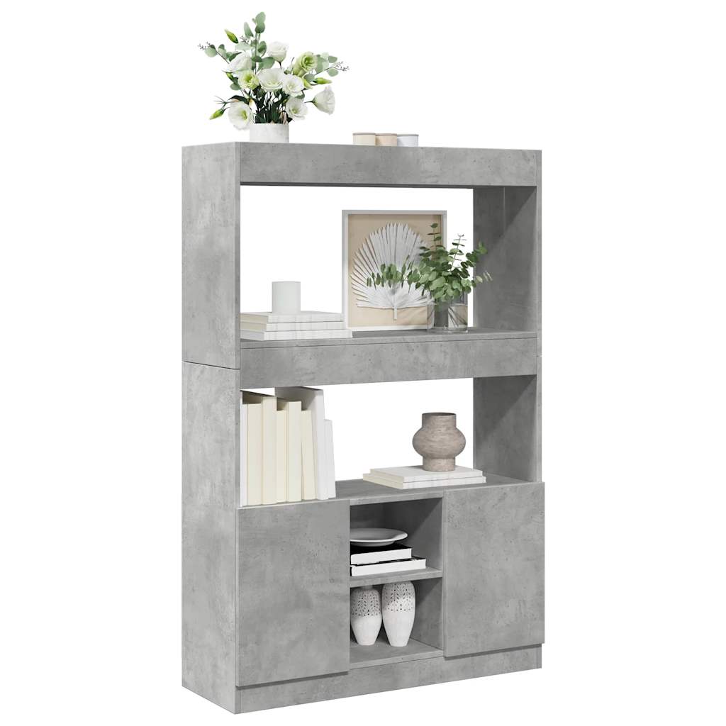 Highboard Concrete Grey 92x33x140 cm Engineered Wood