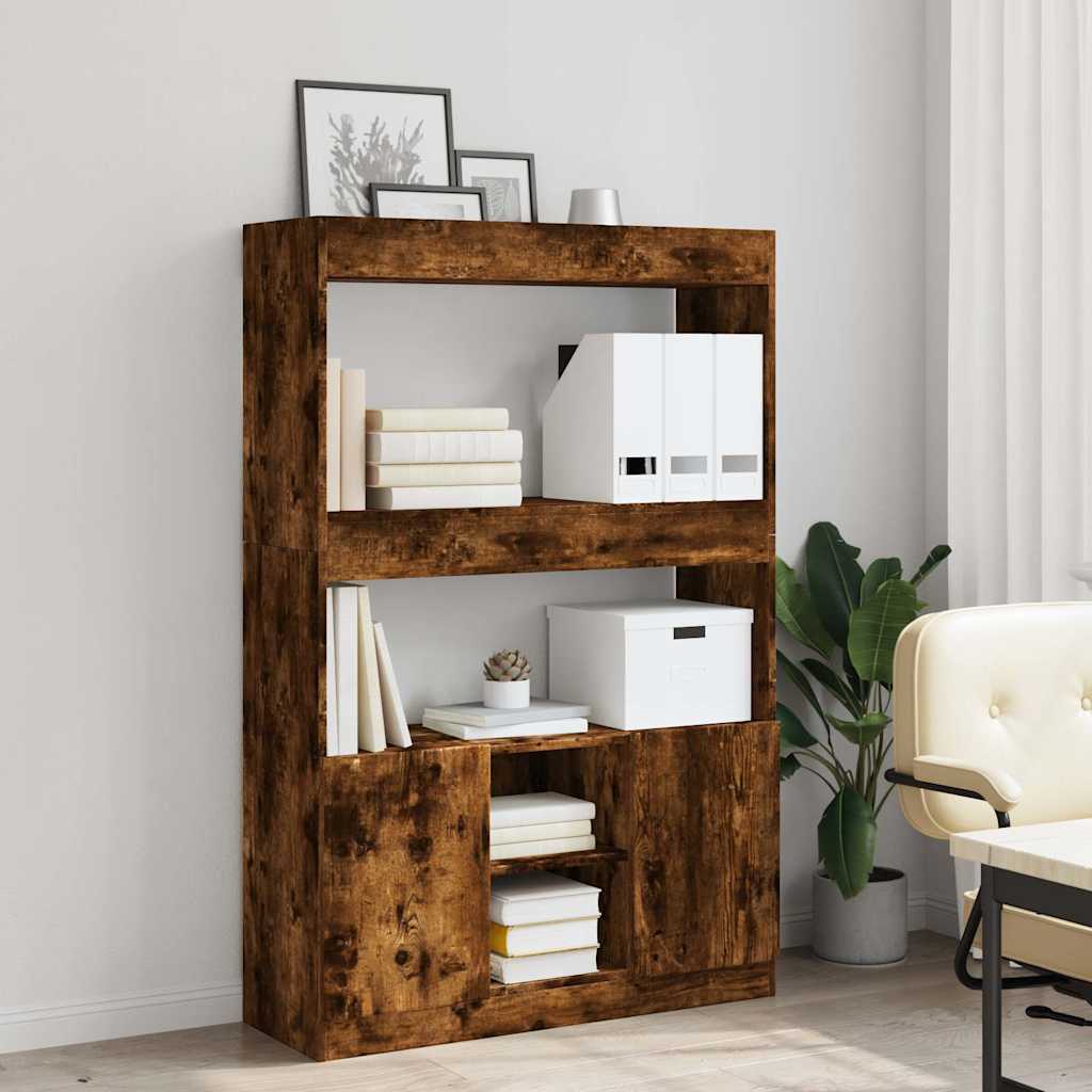 Highboard Smoked Oak 92x33x140 cm Engineered Wood