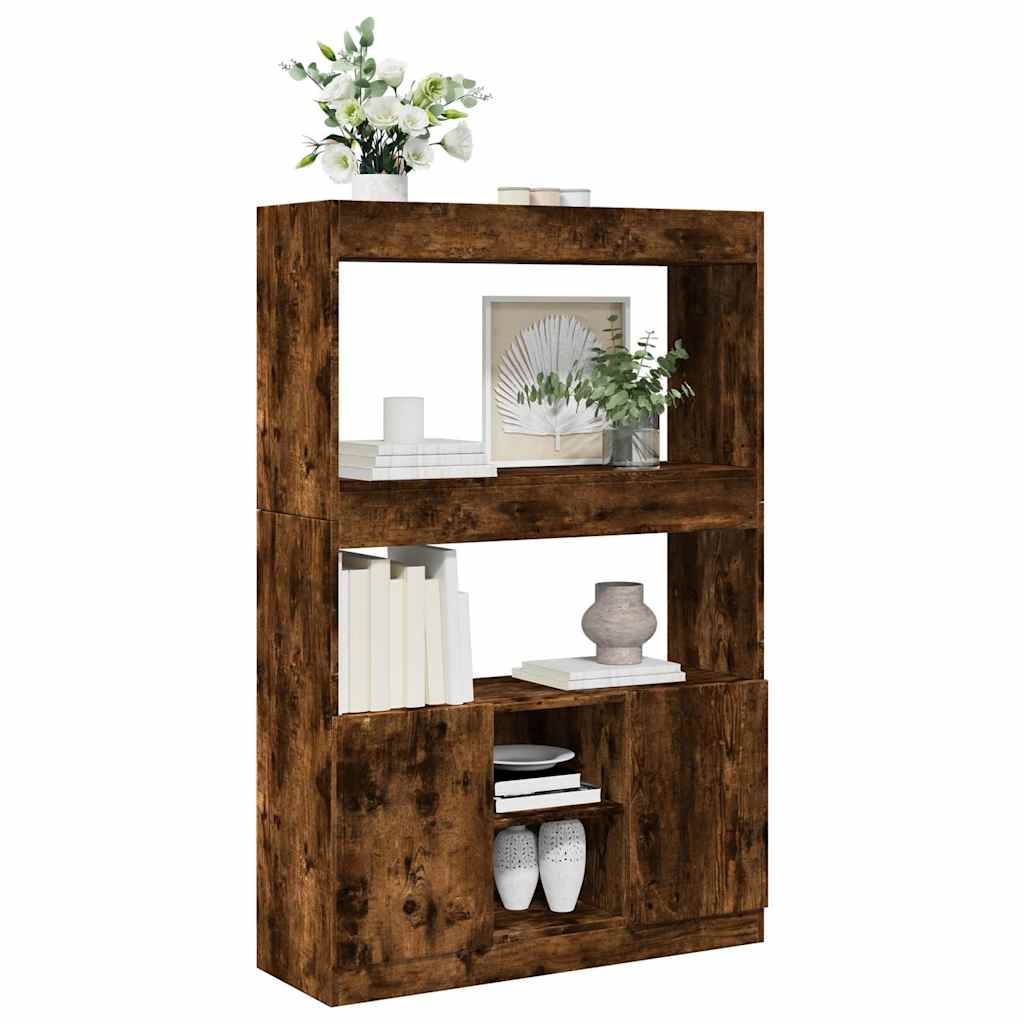 Highboard Smoked Oak 92x33x140 cm Engineered Wood
