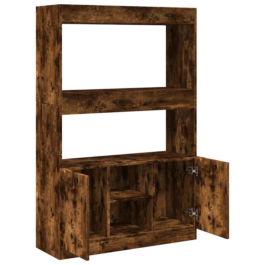 Highboard Smoked Oak 92x33x140 cm Engineered Wood