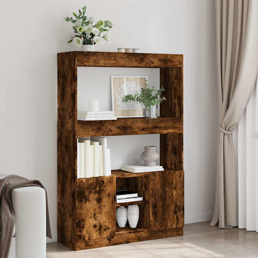 Highboard Smoked Oak 92x33x140 cm Engineered Wood