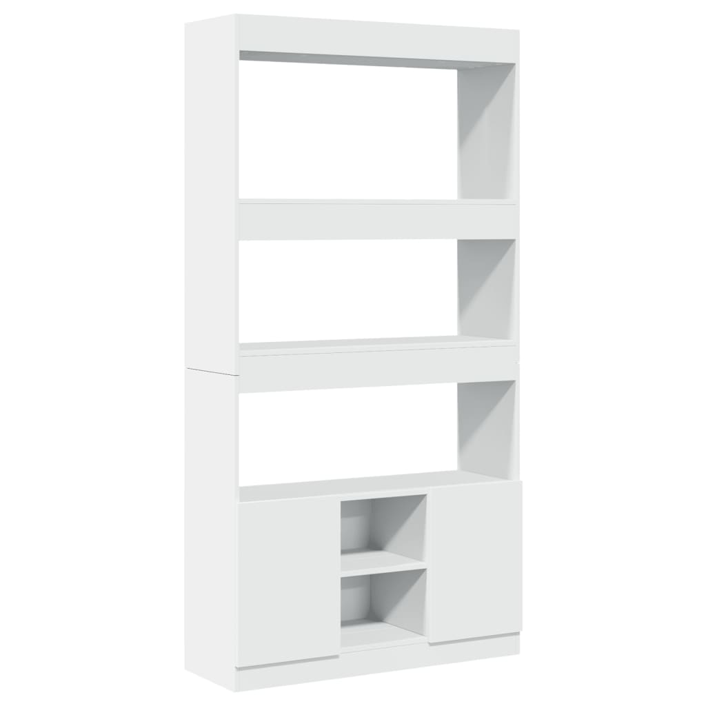 Highboard White 92x33x180 cm Engineered Wood