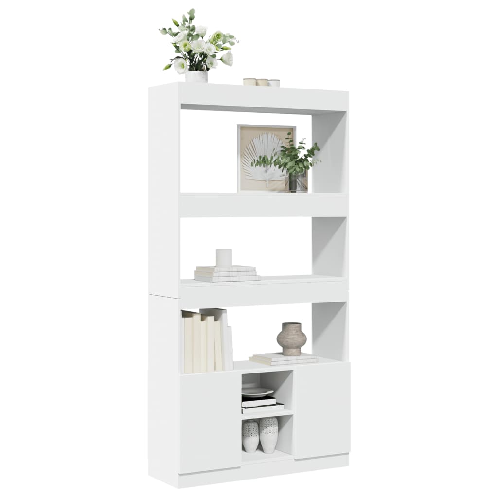 Highboard White 92x33x180 cm Engineered Wood