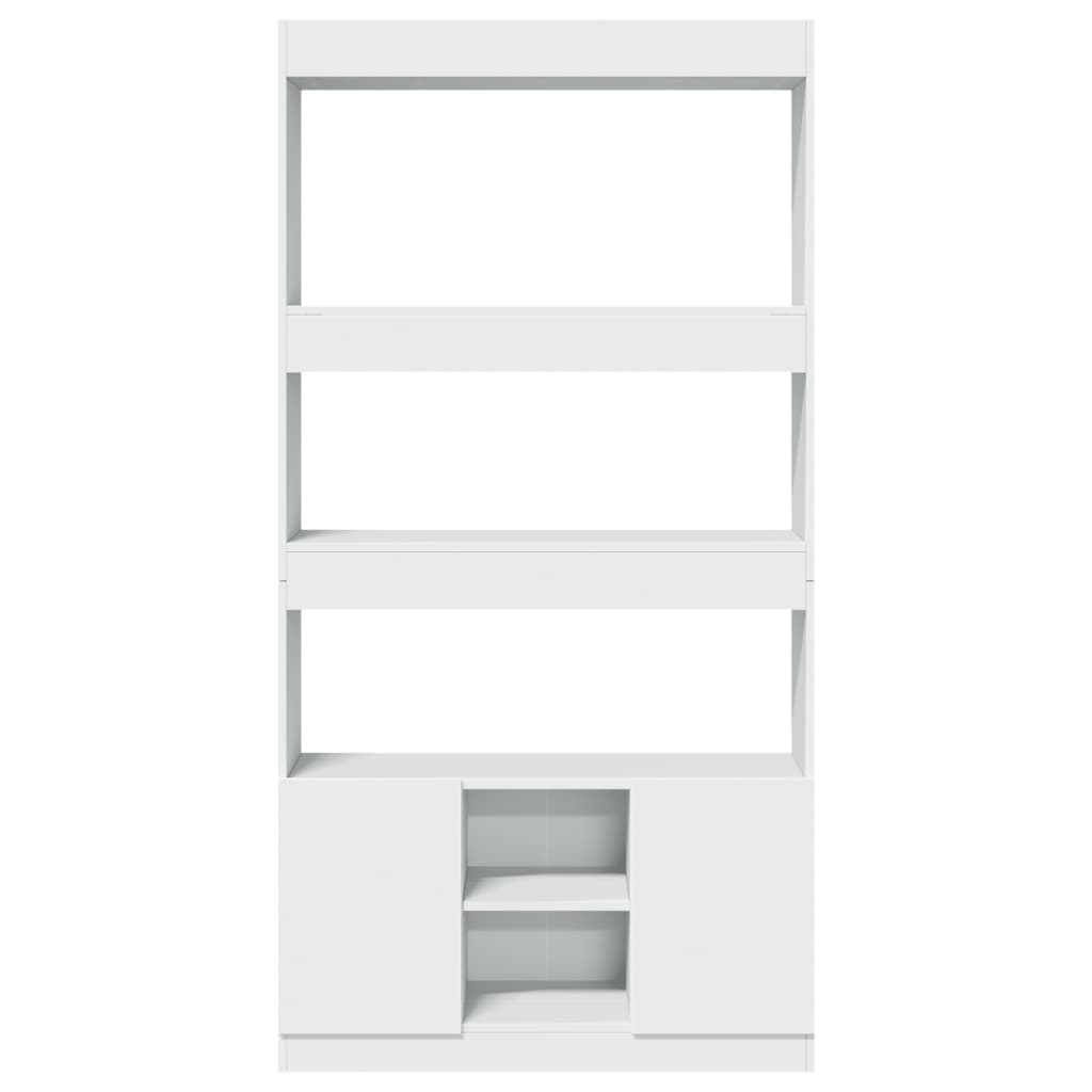 Highboard White 92x33x180 cm Engineered Wood