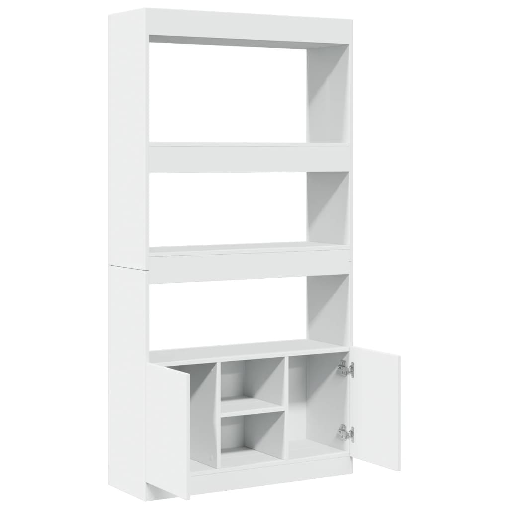 Highboard White 92x33x180 cm Engineered Wood