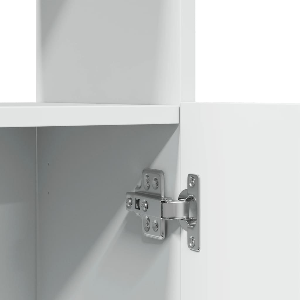 Highboard White 92x33x180 cm Engineered Wood