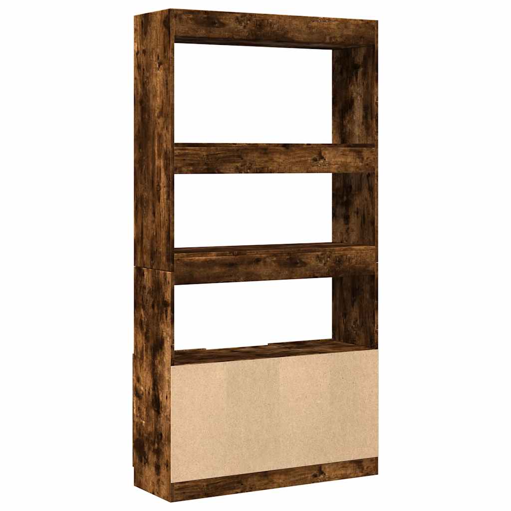 Highboard Smoked Oak 92x33x180 cm Engineered Wood