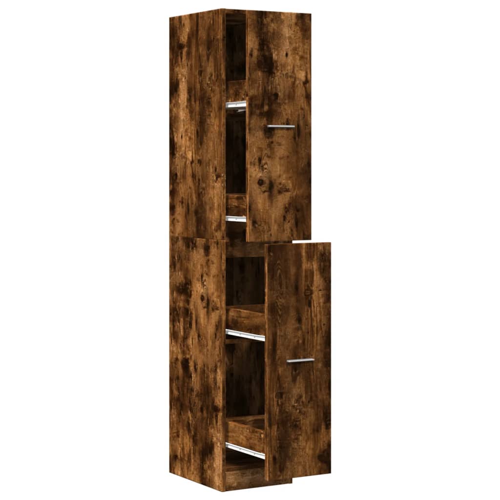 Apothecary Cabinet Smoked Oak 30x41x174,5 cm Engineered Wood