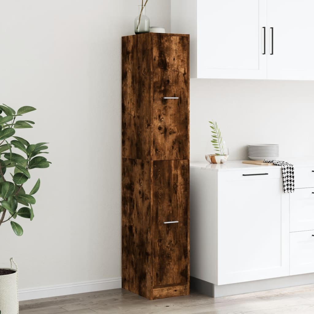 Apothecary Cabinet Smoked Oak 30x41x174,5 cm Engineered Wood