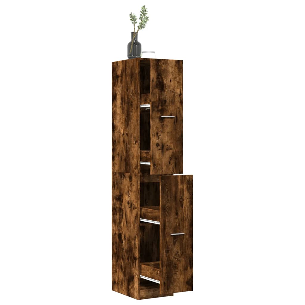 Apothecary Cabinet Smoked Oak 30x41x174,5 cm Engineered Wood