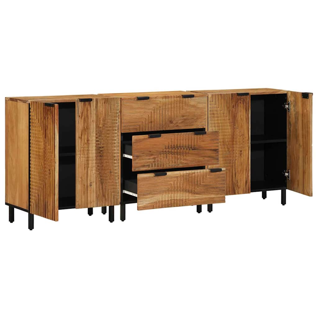 Sideboard Set 3 pcs 180 x 33 x 75 cm Solid Acacia Wood