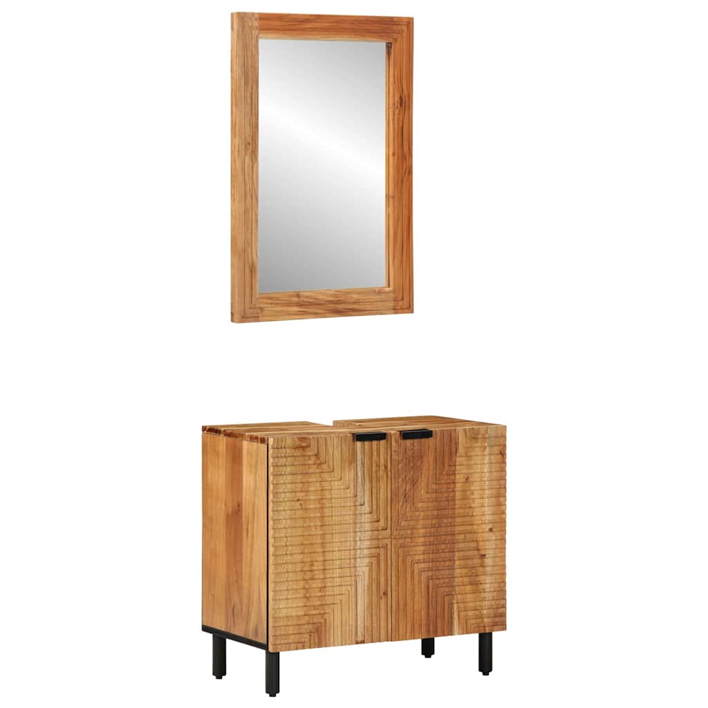 Bathroom Cabinet Set 2 pcs Natural 62 x 33 x 58 cm