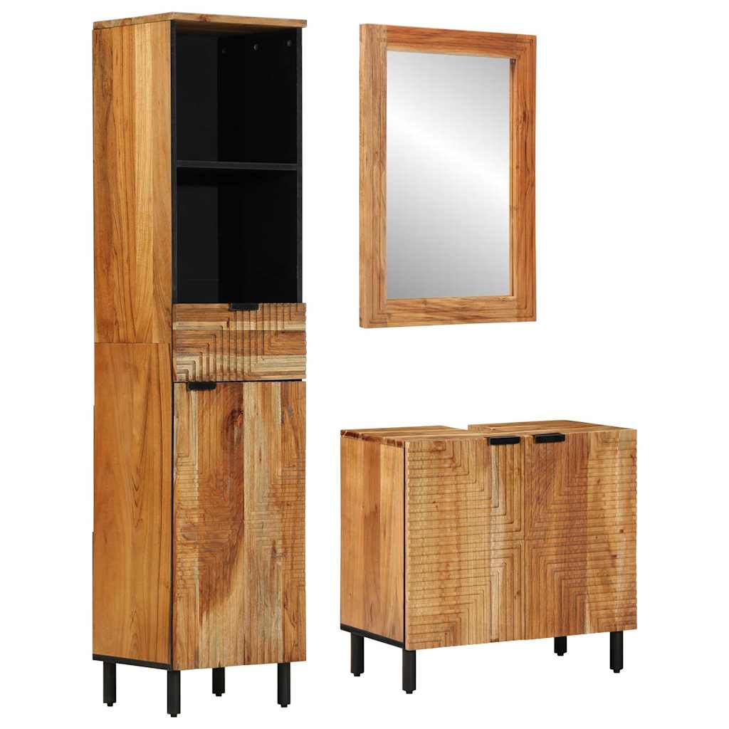 Bathroom Cabinet Set 3 pcs Natural 38 x 33 x 160 cm