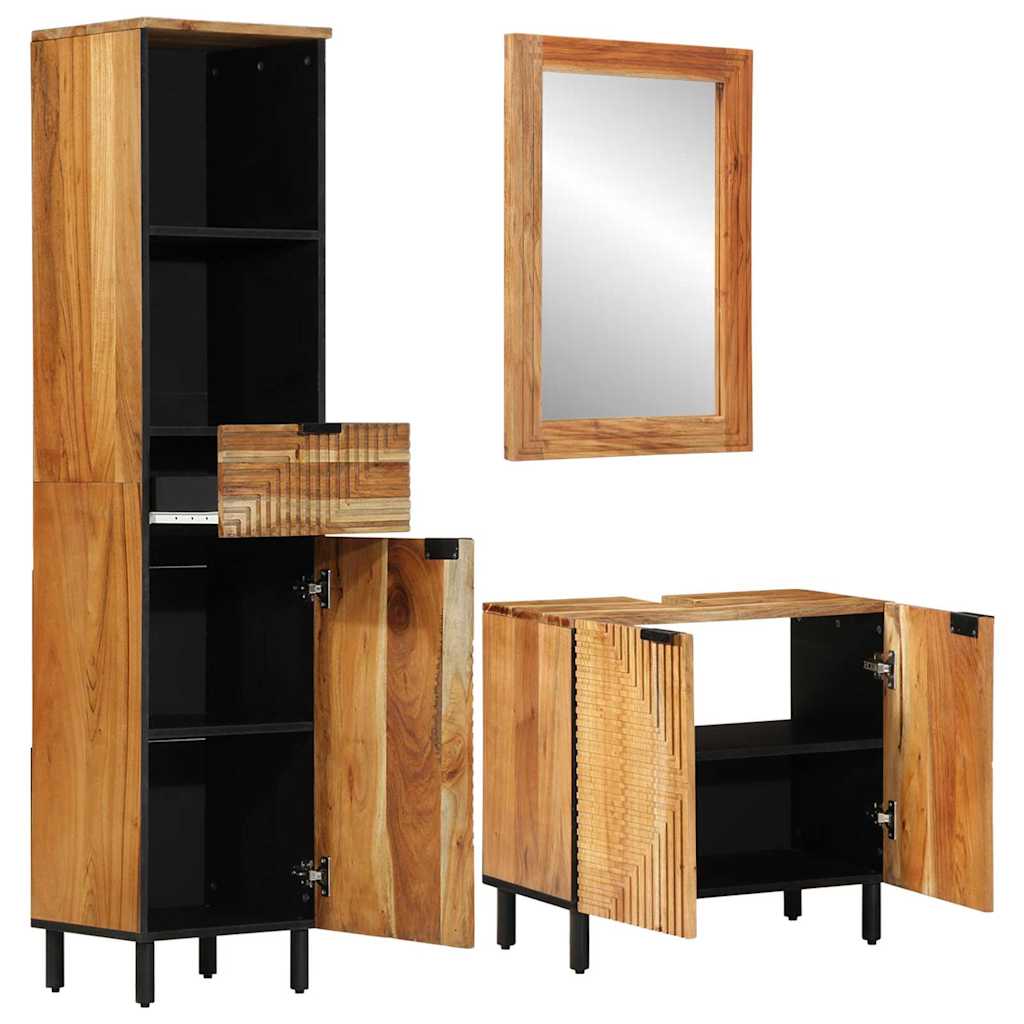 Bathroom Cabinet Set 3 pcs Natural 38 x 33 x 160 cm
