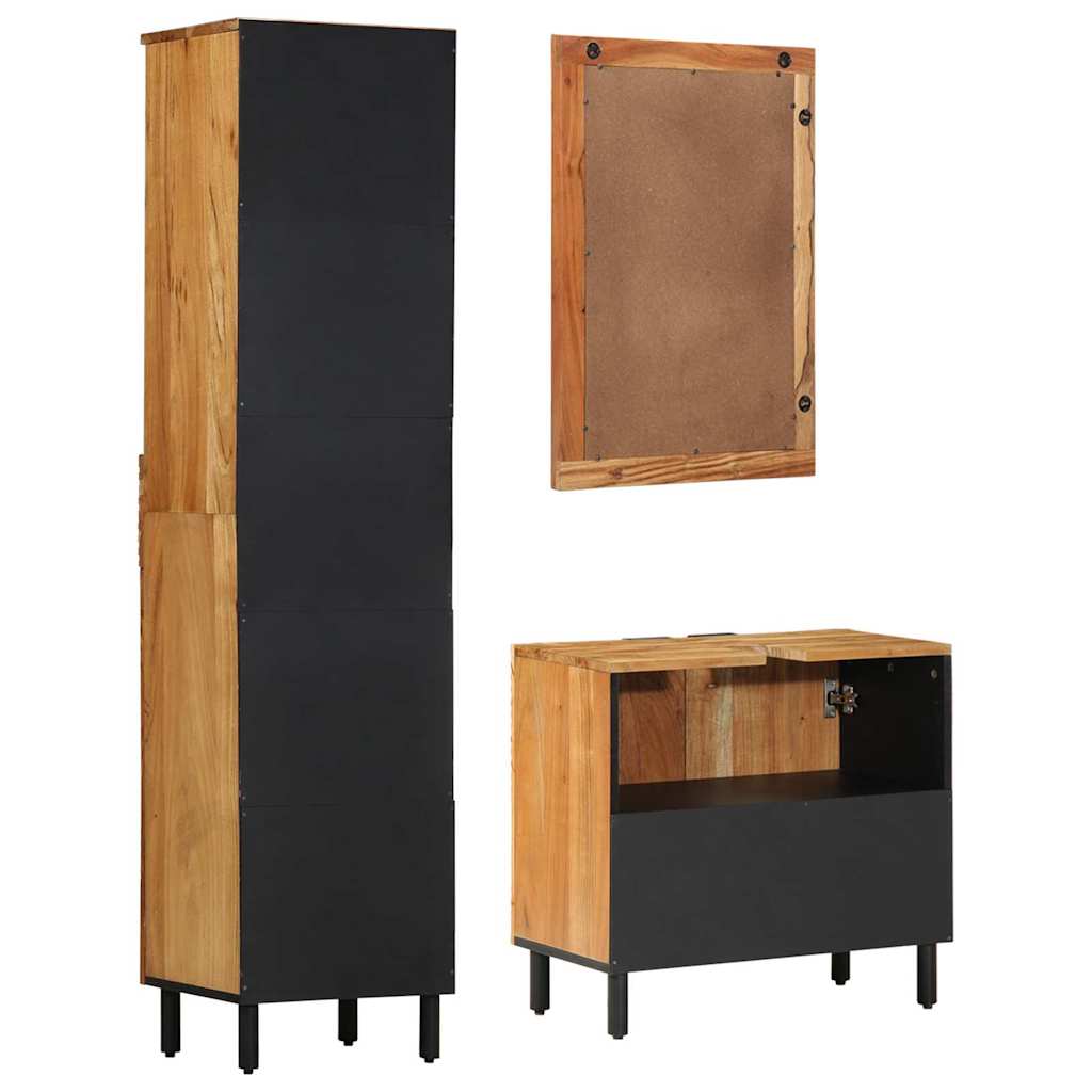 Bathroom Cabinet Set 3 pcs Natural 38 x 33 x 160 cm