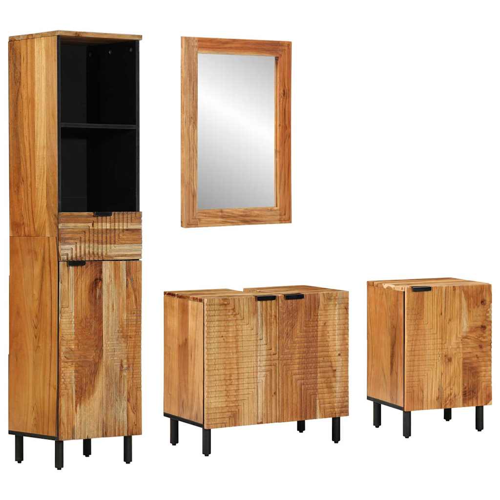 Bathroom Cabinet Set 4 pcs Natural 38 x 33 x 160 cm