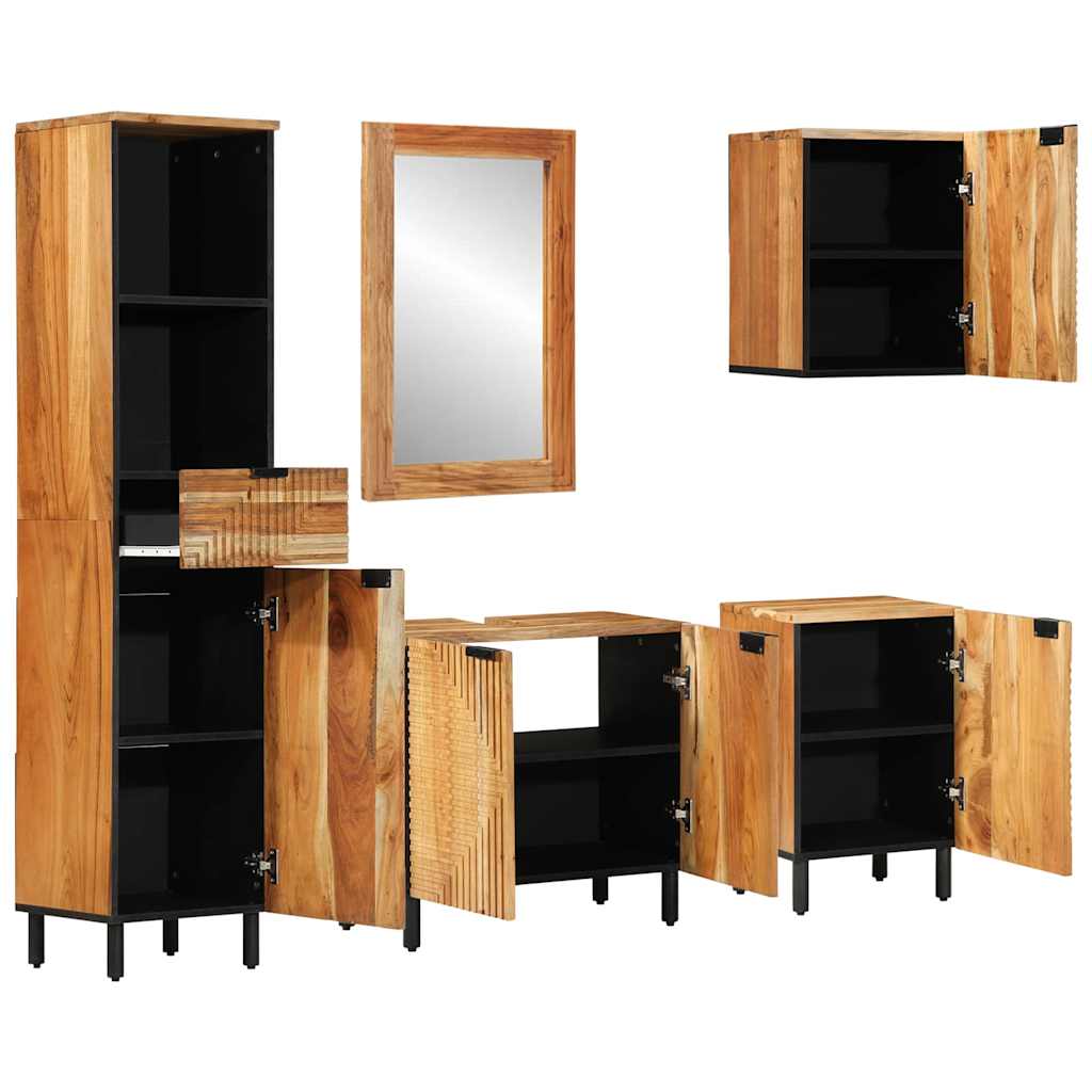 Bathroom Cabinet Set 5 pcs Natural 38 x 33 x 160 cm