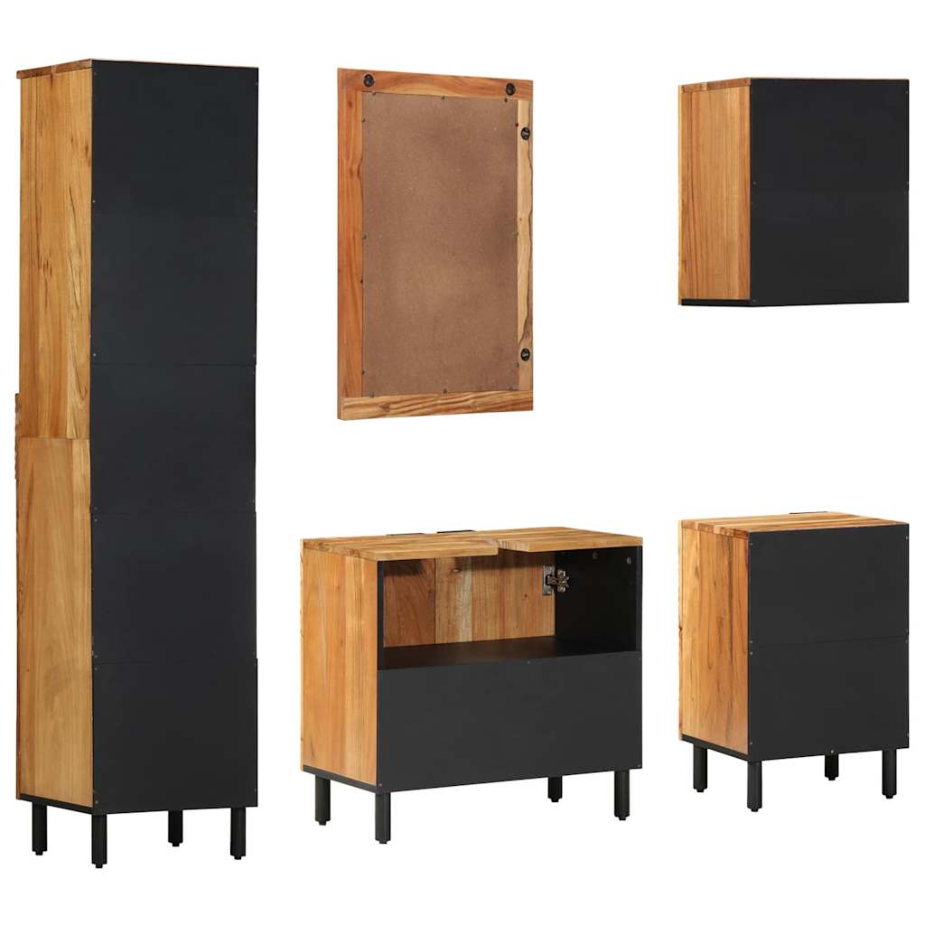 Bathroom Cabinet Set 5 pcs Natural 38 x 33 x 160 cm