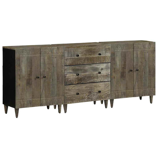 3 Piece Sideboards Light Grey 60x33,5x75 cm Solid Wood Mango