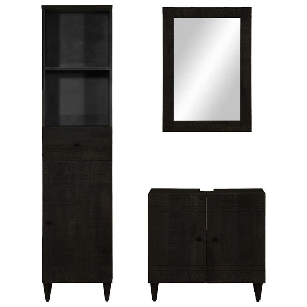 3 Piece Bathroom Furniture Set Solid Wood Mango