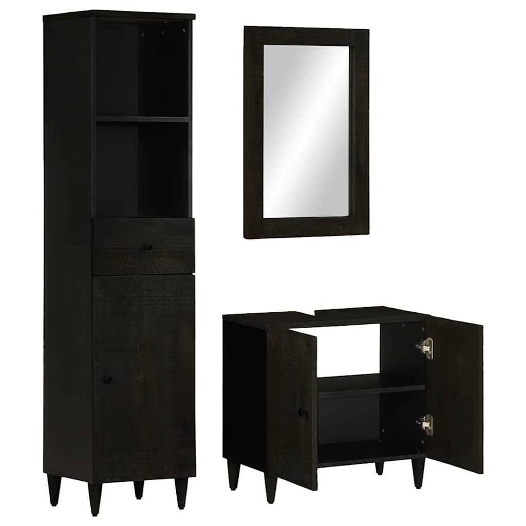 3 Piece Bathroom Furniture Set Solid Wood Mango