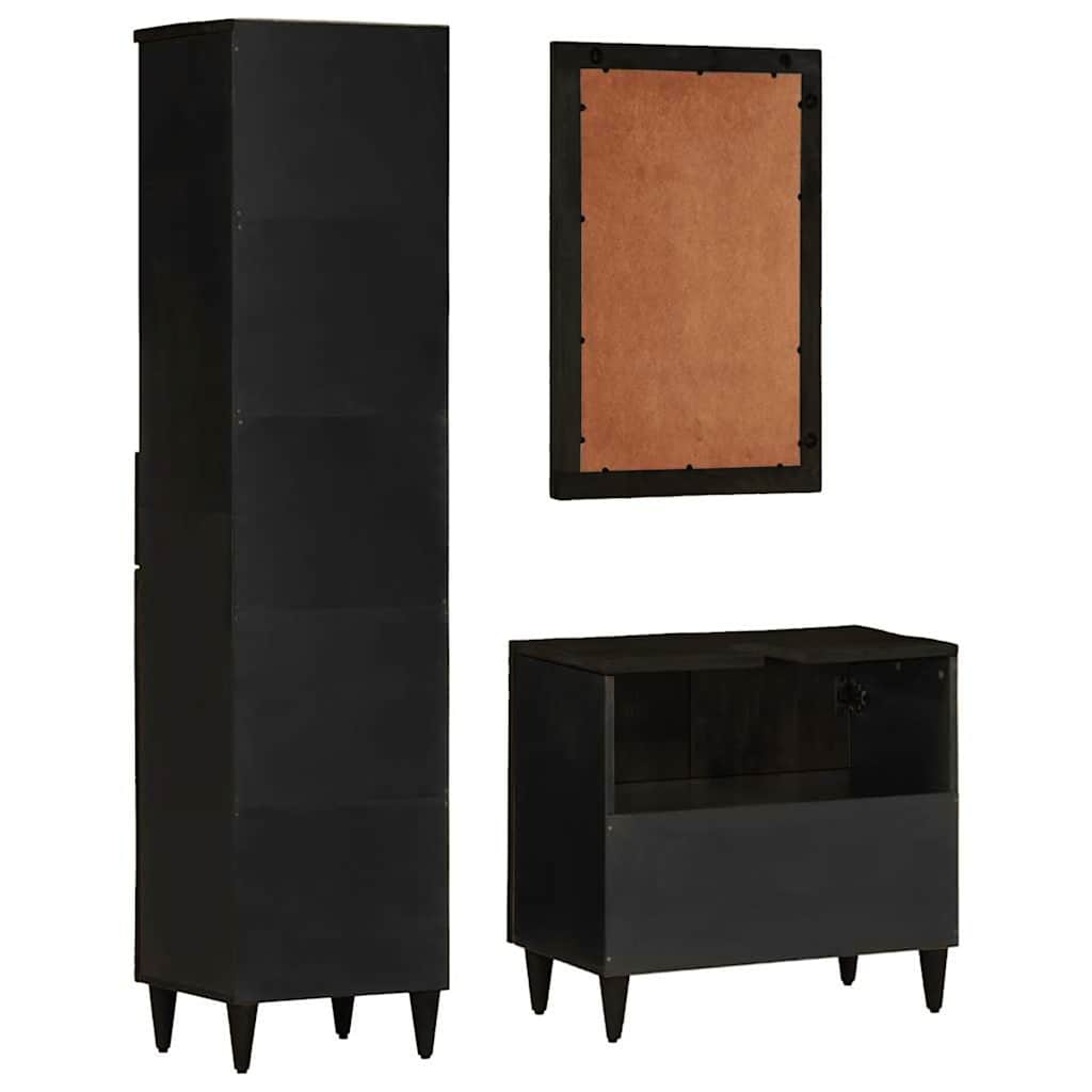3 Piece Bathroom Furniture Set Solid Wood Mango