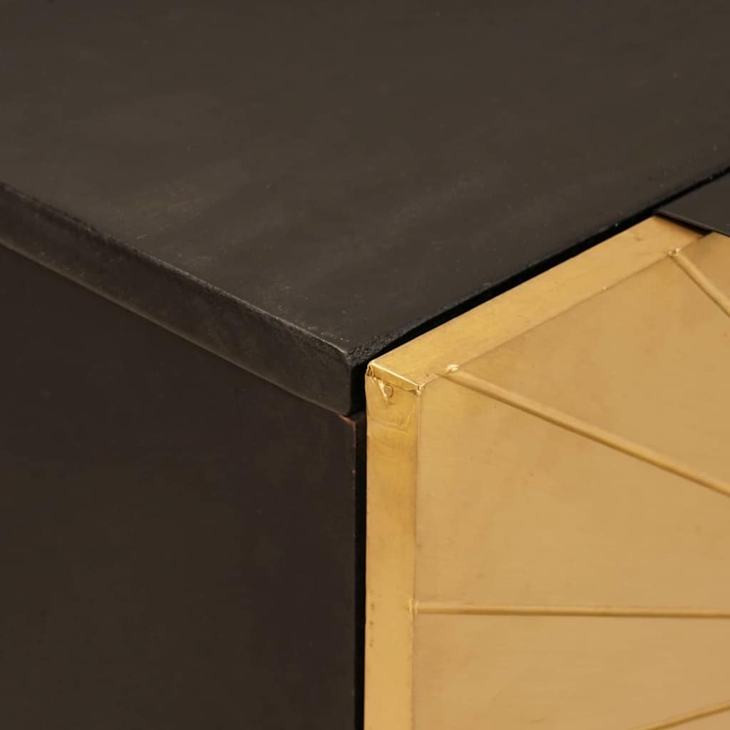 Sideboard Set 2 pcs Black and Brass 120 x 33 x 75 cm