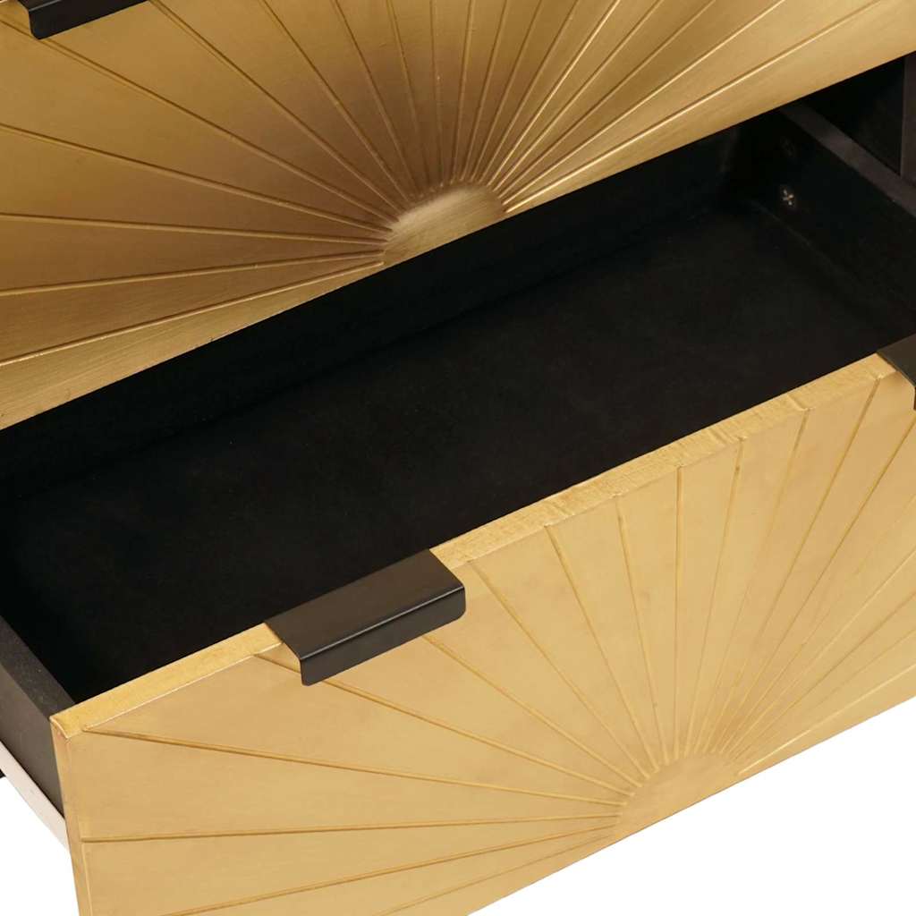 Sideboard Set 2 pcs Black and Brass 120 x 33 x 75 cm
