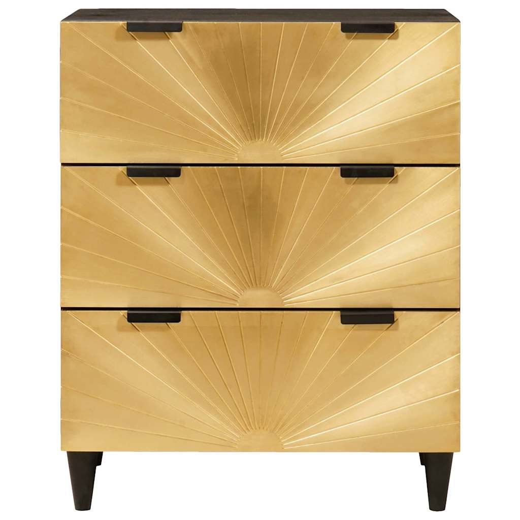 Sideboard Set 2 pcs Black and Brass 120 x 33 x 75 cm