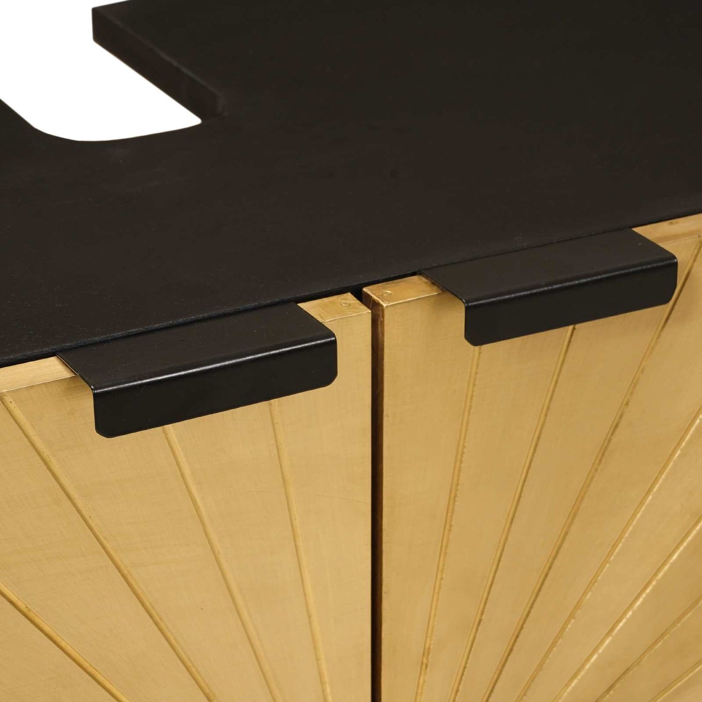 Bathroom Cabinet Set 2 pcs Black and Brass Solid Mango Wood