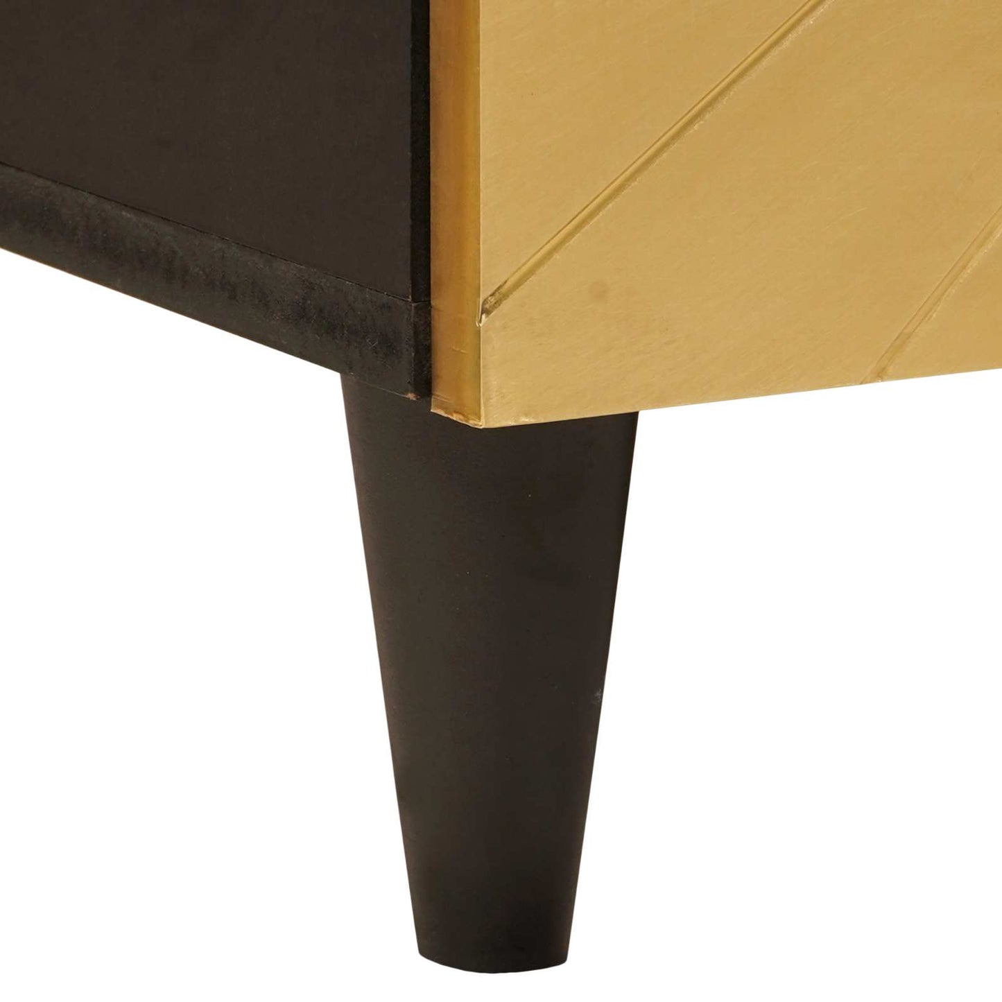 Bathroom Cabinet Set 2 pcs Black and Brass Solid Mango Wood