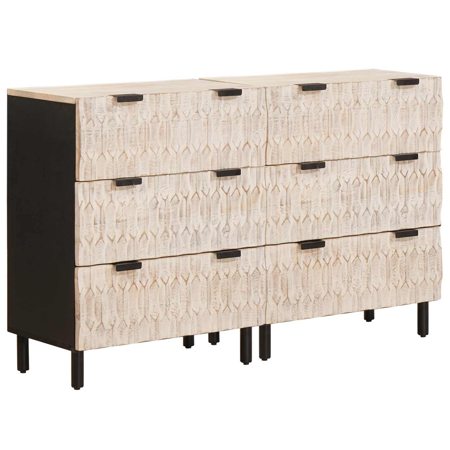Sideboard 2 pcs White Wash Finish 60 x 33 x 75 cm