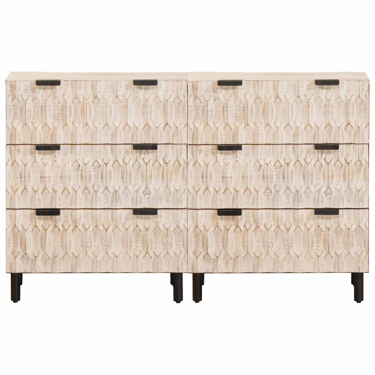 Sideboard 2 pcs White Wash Finish 60 x 33 x 75 cm