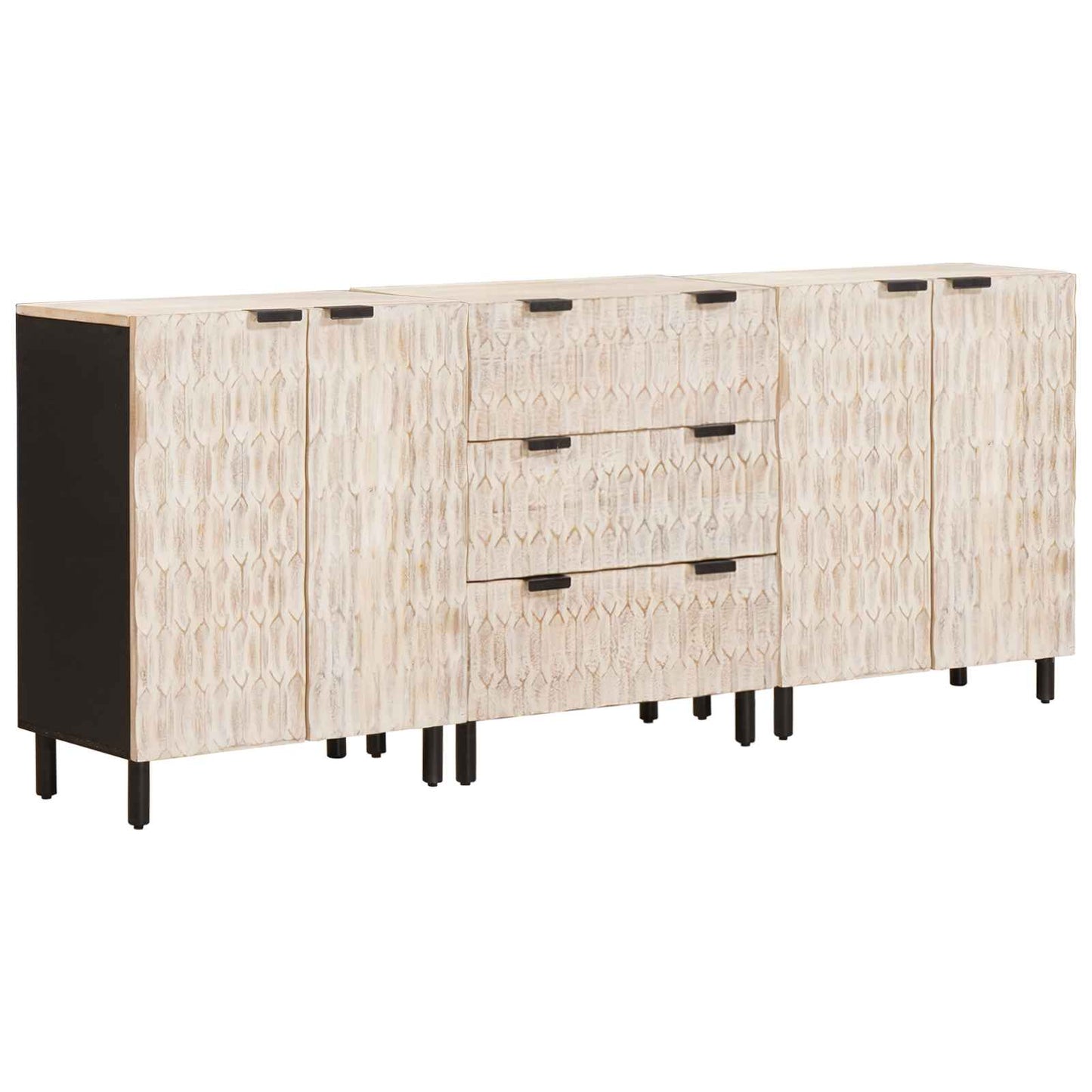 Sideboard 3 pcs 60 x 33 x 75 cm Solid Mango Wood