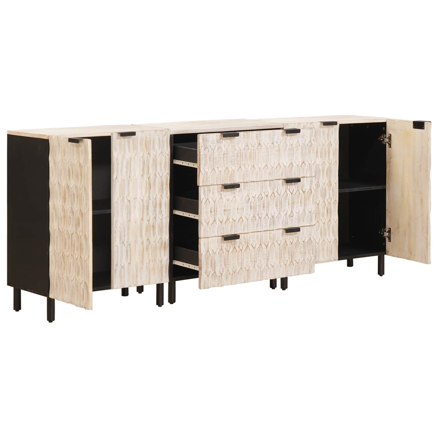 Sideboard 3 pcs 60 x 33 x 75 cm Solid Mango Wood
