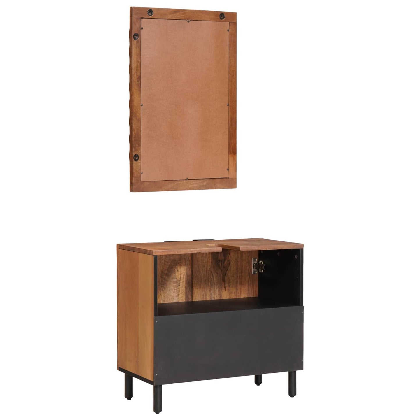 Bathroom Sets 2 pcs Acacia Brown Winish Solid Mango Wood