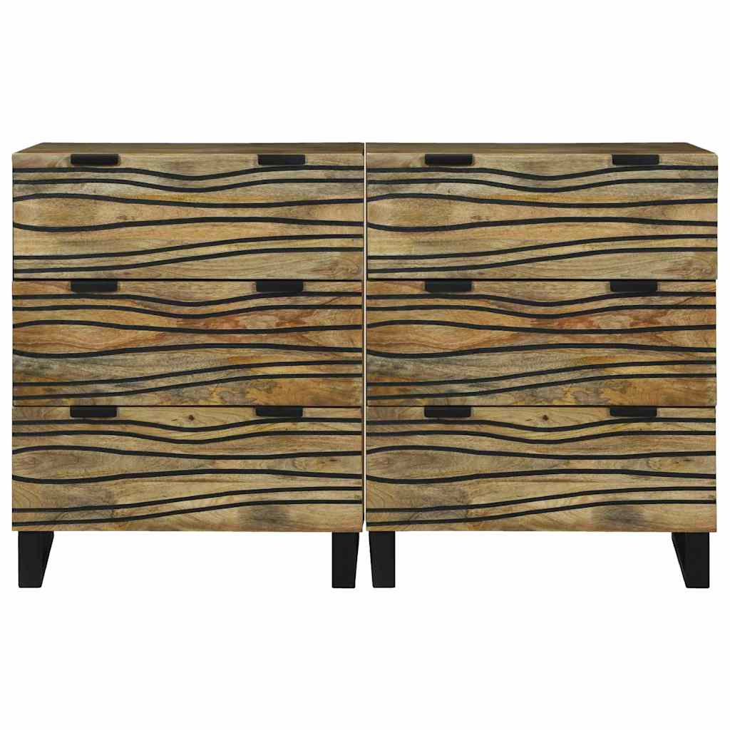 Sideboard Set 2 pcs Natural 120 x 33.5 x 75 cm Solid Mango Wood