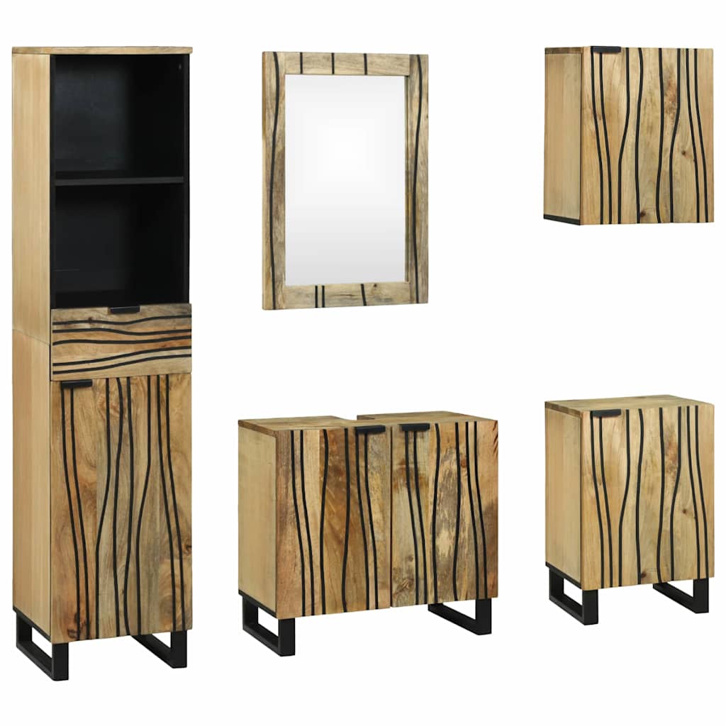 Bathroom Furniture Set with Drawer 5 pcs Brown Engineered Wood