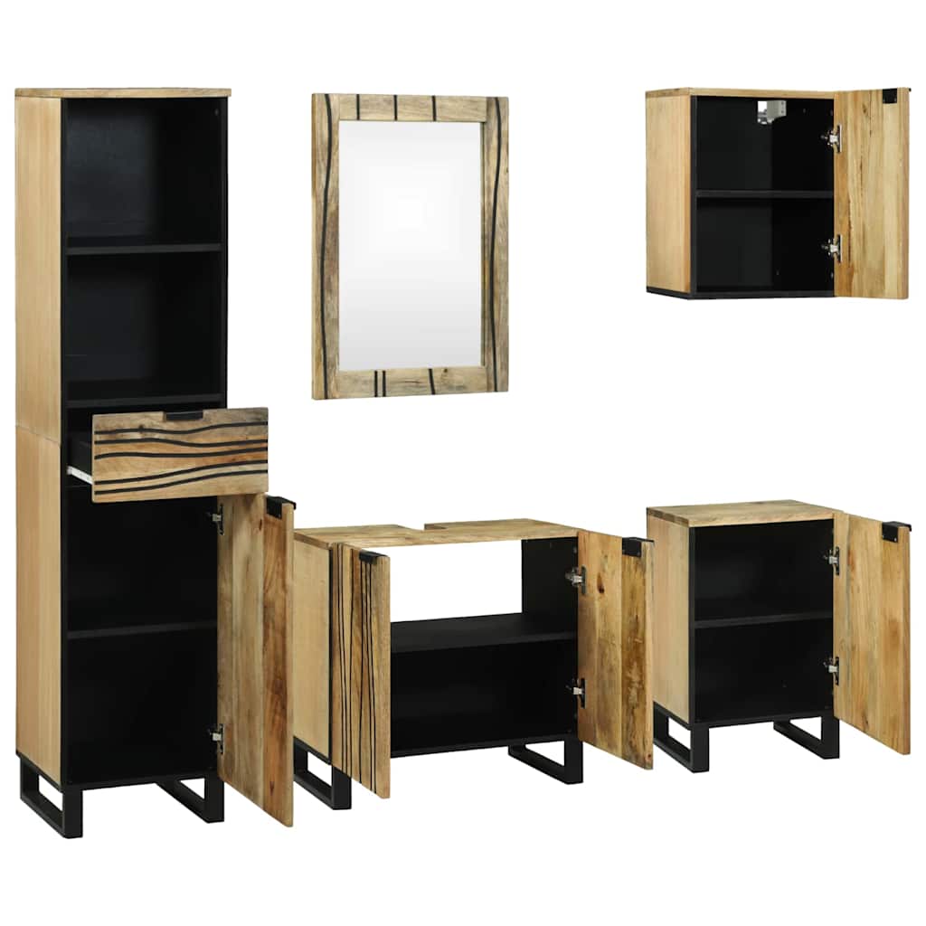 Bathroom Furniture Set with Drawer 5 pcs Brown Engineered Wood