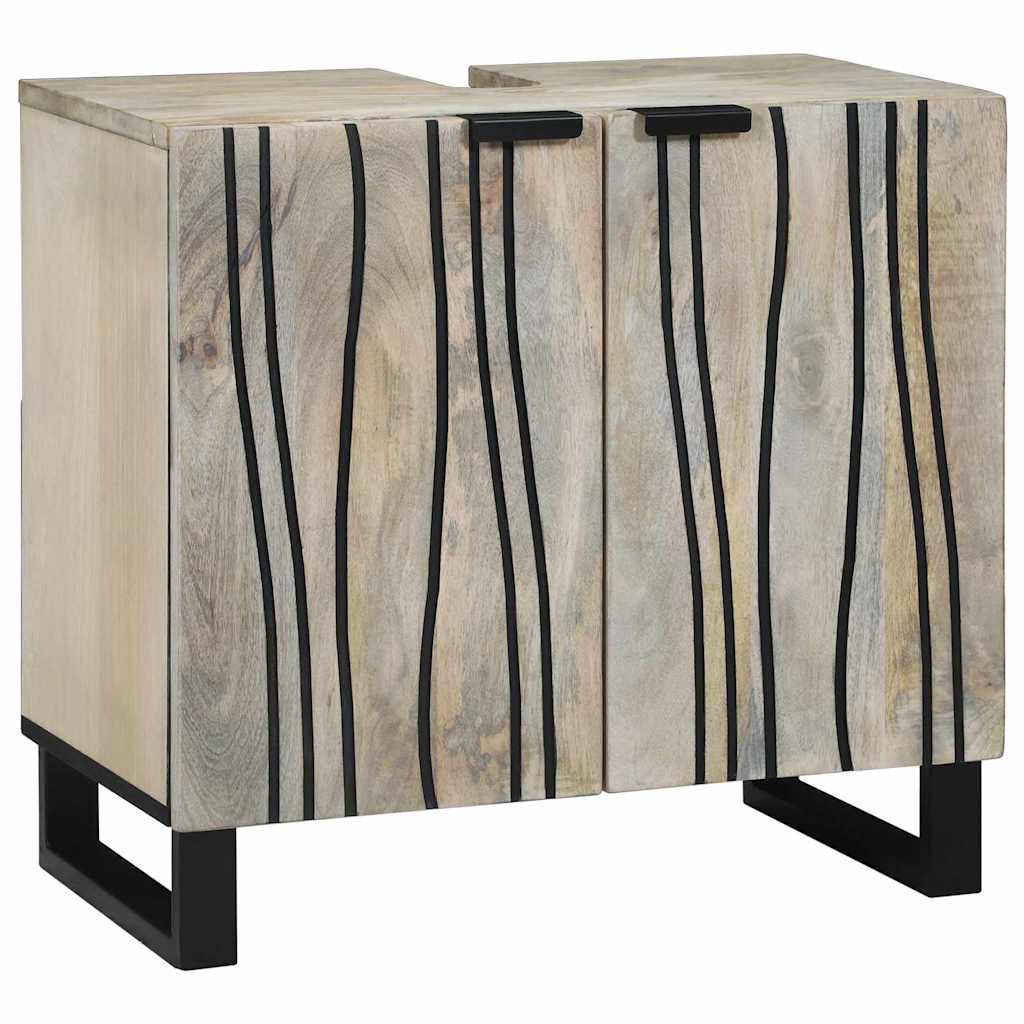 Bathroom Cabinet Set 2 pcs White Solid Mango Wood