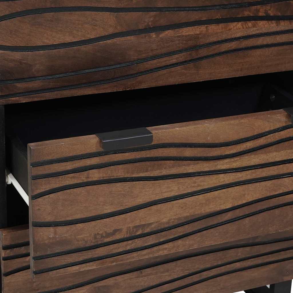 Sideboard Set 2 pcs Walnut 120 x 33.5 x 75 cm Solid Mango Wood