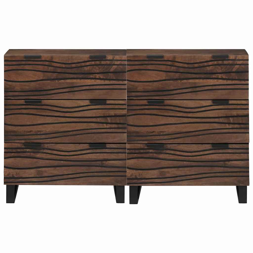Sideboard Set 2 pcs Walnut 120 x 33.5 x 75 cm Solid Mango Wood