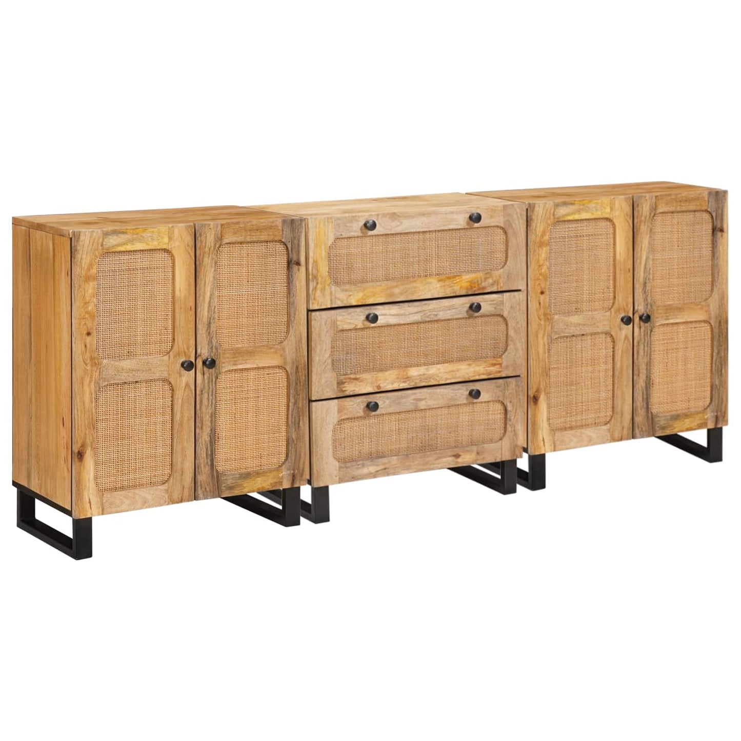 Sideboard 3 pcs Brown 180 x 33 x 75 cm Solid Mango Wood