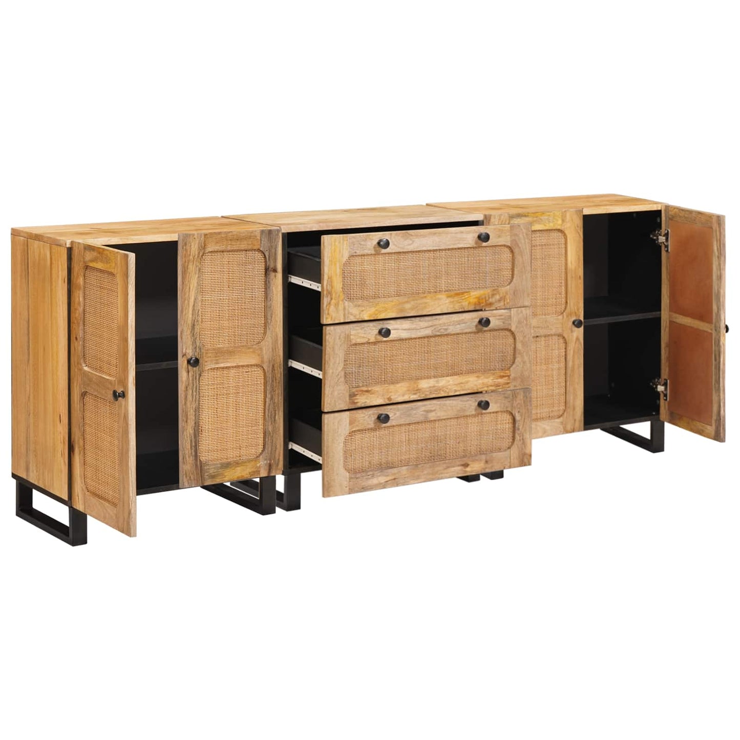 Sideboard 3 pcs Brown 180 x 33 x 75 cm Solid Mango Wood