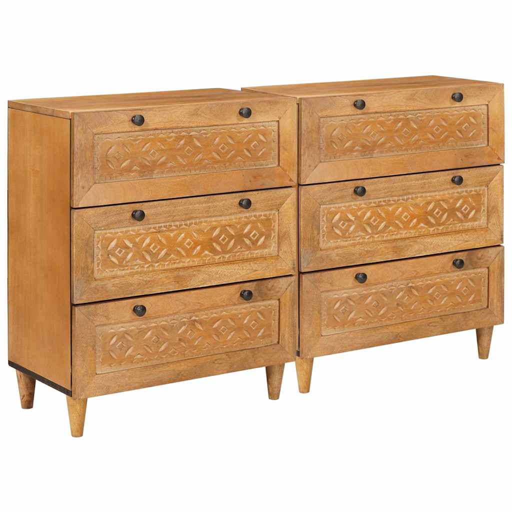 Sideboard 2 pcs 120 x 33.5 x 75 cm Solid mango wood Brown