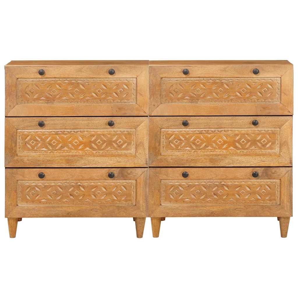 Sideboard 2 pcs 120 x 33.5 x 75 cm Solid mango wood Brown