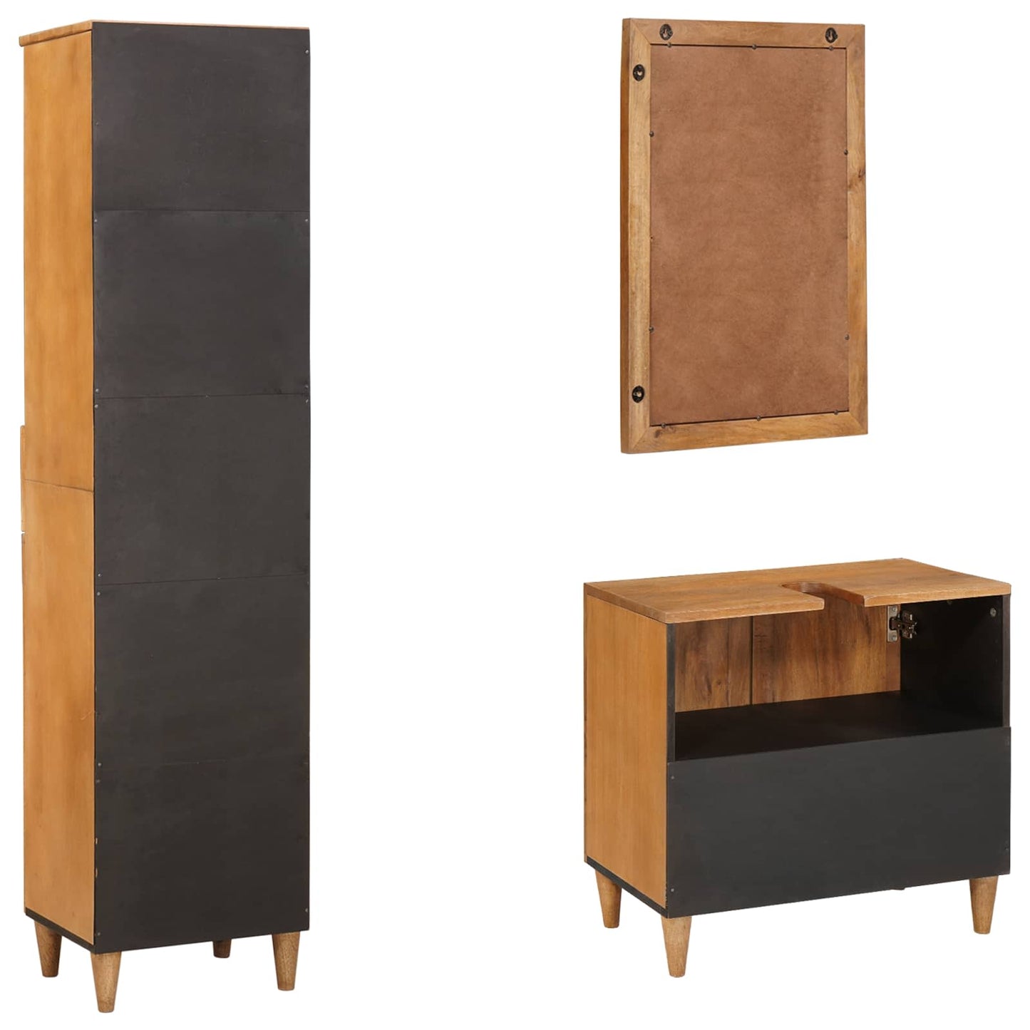 Bathroom Furniture Set 3 pcs Brown Engineered Wood