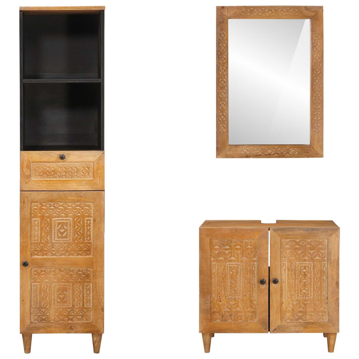 Bathroom Furniture Set 3 pcs Brown Engineered Wood