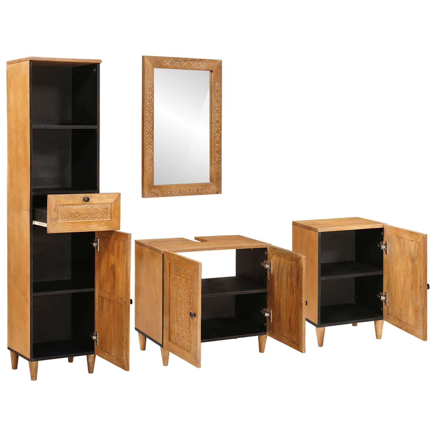 Bathroom Furniture Set with Drawer 4 pcs Brown Engineered Wood