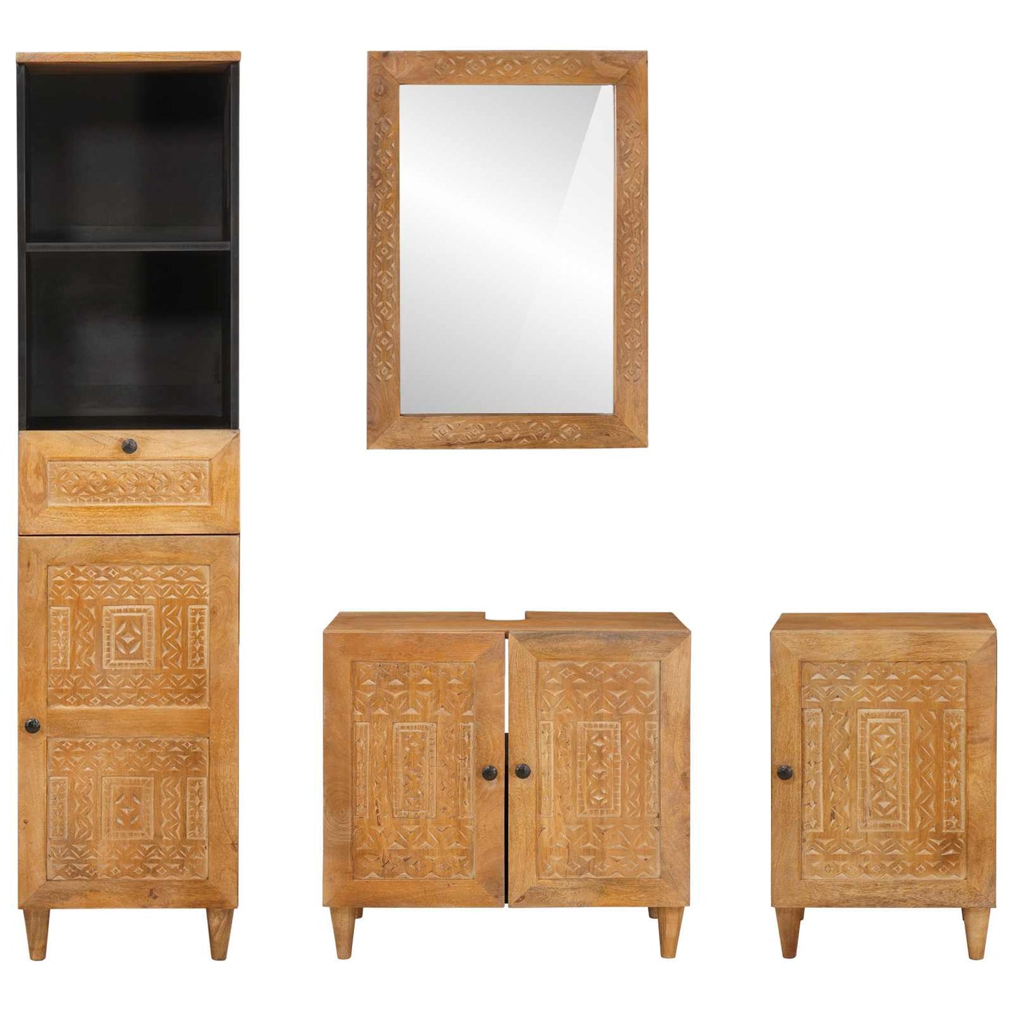 Bathroom Furniture Set 4 pcs Brown Engineered Wood